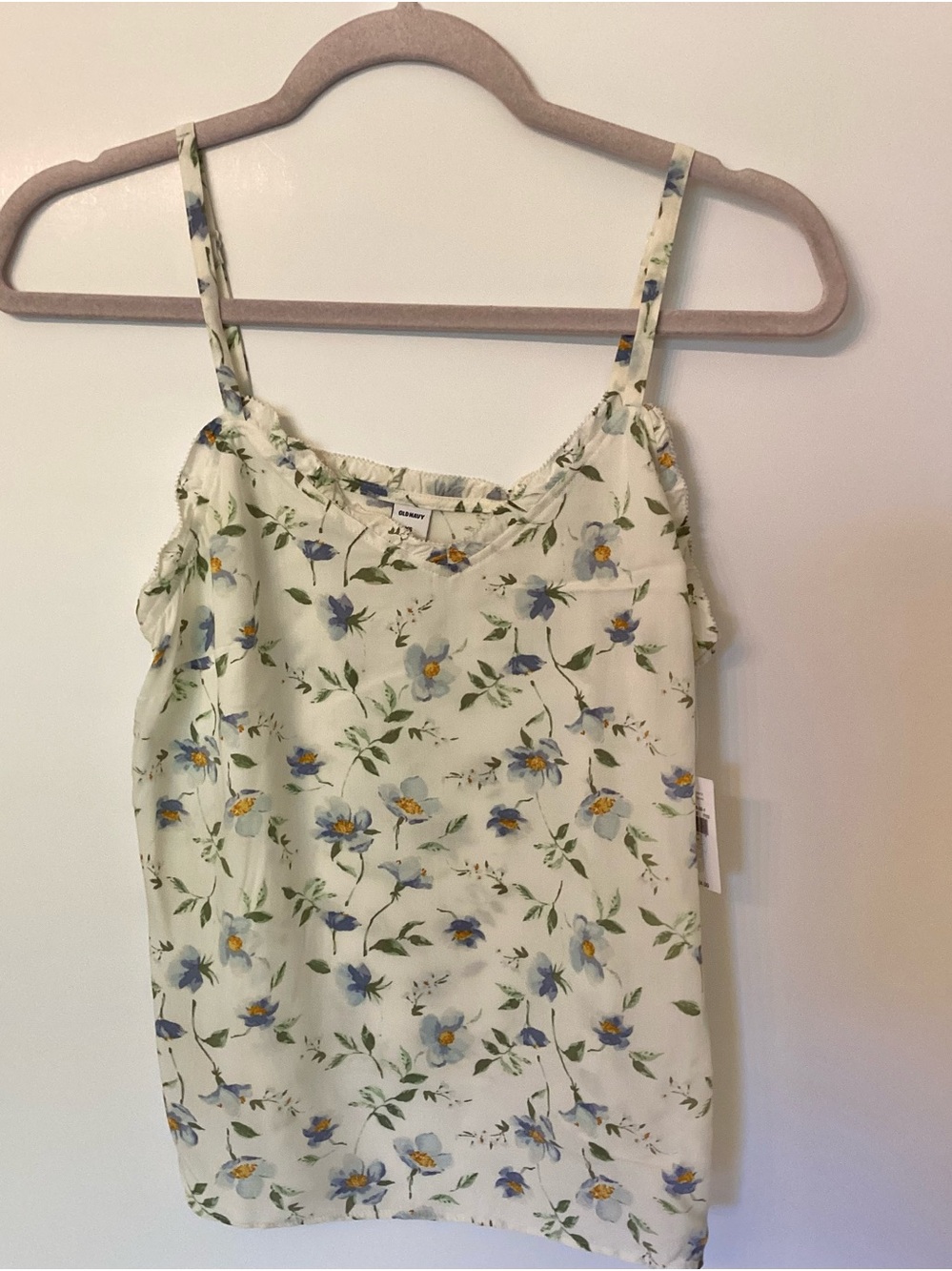 Old Navy Cream Floral Spaghetti-Strap Camisole with Blue & Yellow Blooms